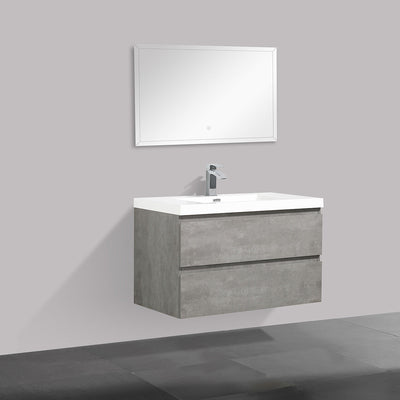 36" V9005 Angela Wall Hung Vanity & Acrylic Basin (Cement Grey）  - Shop at Home Craft Studio - 2