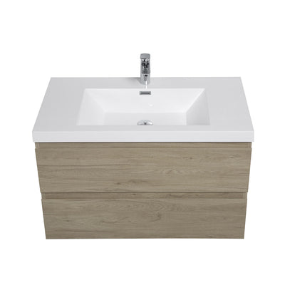 36" V9005 Angela Wall Hung Vanity & Acrylic Basin Sink (E.Oak)  - Shop at Home Craft Studio - 6