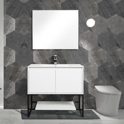 36" V9006 Allen Vanity with Ceramic Sink (Glossy White)  - Shop at Home Craft Studio - 1