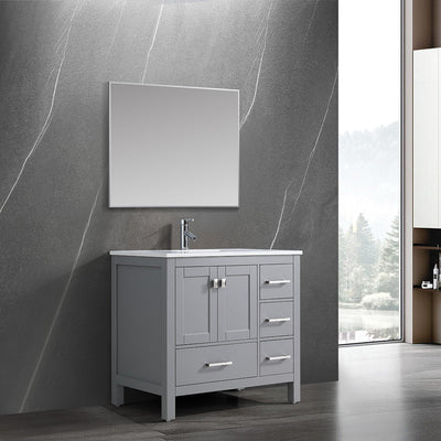36" V9008 Vanity & Quartz Countertop Combo (Matte Grey)  - Shop at Home Craft Studio - 1