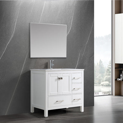 36" V9008 Vanity & Quartz Countertop Combo (Matte White)  - Shop at Home Craft Studio - 1