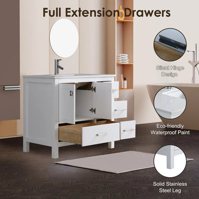 36" V9008 Vanity & Quartz Countertop Combo (Matte White)  - Shop at Home Craft Studio - 3