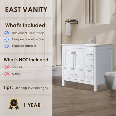 36" V9008 Vanity & Quartz Countertop Combo (Matte White)  - Shop at Home Craft Studio - 10
