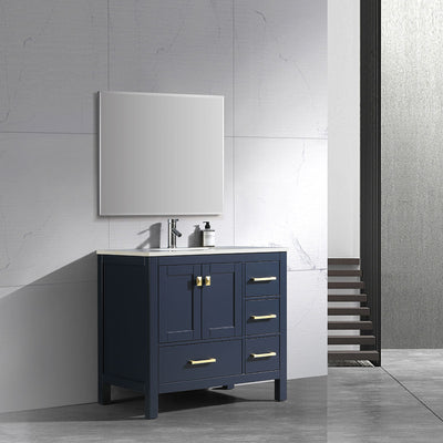 36" V9008 Vanity & Quartz Countertop Combo (Royal Blue)  - Shop at Home Craft Studio - 1