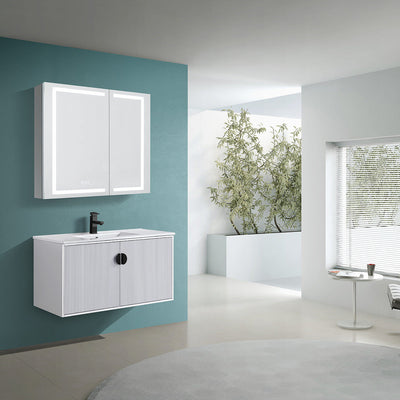36" V9012 Wall Hung Vanity & Ceramic Sink (Glossy White）  - Shop at Home Craft Studio - 3