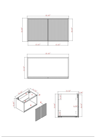 36" V9012 Wall Hung Vanity & Ceramic Sink (Glossy White）  - Shop at Home Craft Studio - 8
