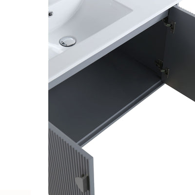 36" V9012 Wall Hung Vanity & Ceramic Sink (Matte Grey）  - Shop at Home Craft Studio - 6