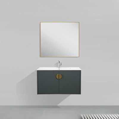 36" V9015 Series Wall Hung Vanity & Ceramic Sink (Ash Green)  - Shop at Home Craft Studio - 2