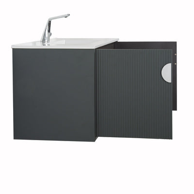 36" V9015 Series Wall Hung Vanity & Ceramic Sink (Ash Green)  - Shop at Home Craft Studio - 6