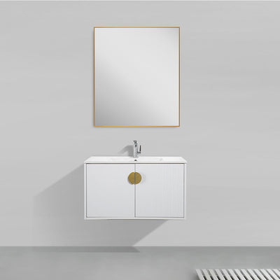 36" V9015 Series Wall Hung Vanity & Ceramic Sink (Glossy White)  - Shop at Home Craft Studio - 1