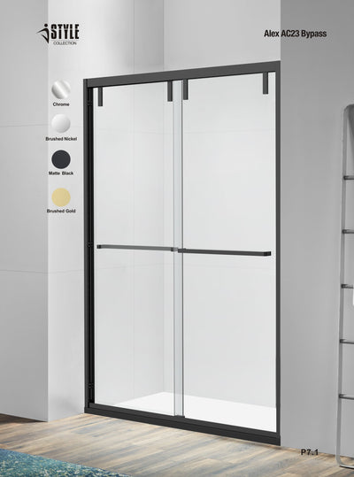 48" AC23 series Bypass Shower Door with Klearteck Treatment (3/8" Thickness) (Matte Black) shower door - Shop at Home Craft Studio - 14
