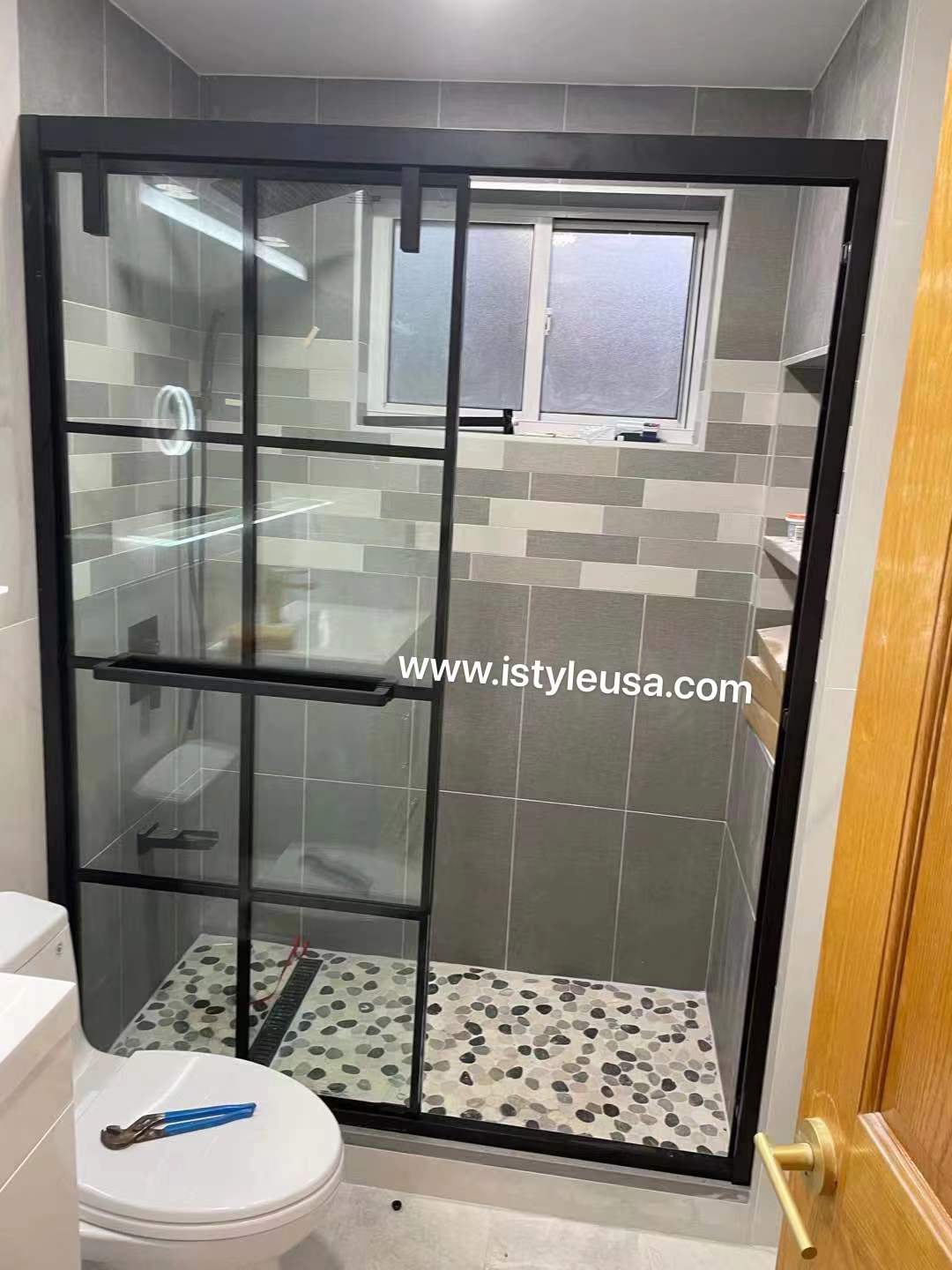 48" AC88 Alex Bypass Series  Jet Glaze Shower Door with Klearteck Treatment (3/8" Thickness) (Matte Black) last one shower door - Shop at Home Craft Studio - 2