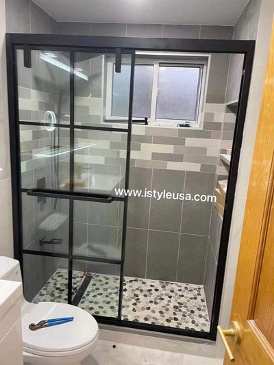48" AC88 Alex Bypass Series  Jet Glaze Shower Door with Klearteck Treatment (3/8" Thickness) (Matte Black) last one shower door - Shop at Home Craft Studio - 2