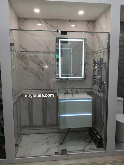 48" AH01 Series Frameless Swing Shower Door with Klearteck Treatment (Fixed 3/8" & Swing 5/16" Thickness)(Chrome) shower door - Shop at Home Craft Studio - 3