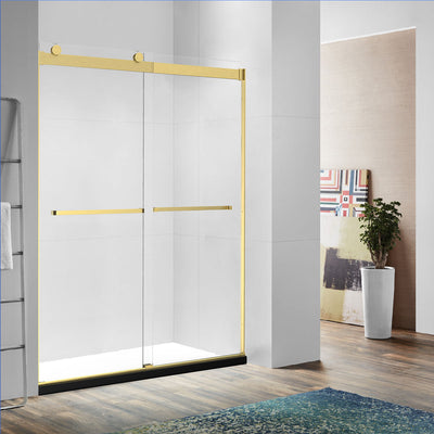 48" Ayden Series Frameless Bypass Shower Door with Klearteck Treatment (3/8" Thickness) (Brushed Gold) shower door - Shop at Home Craft Studio - 1