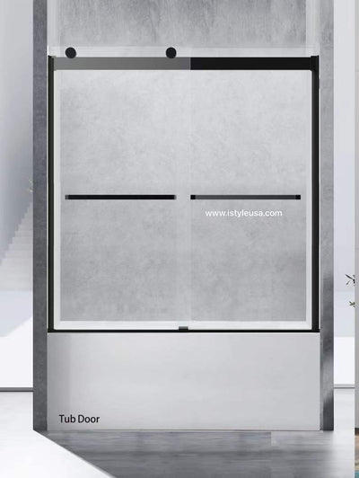 48" Ayden Series Frameless  Bypass Shower Door with Klearteck Treatment (3/8" Thickness) (Matte Black) shower door - Shop at Home Craft Studio - 7