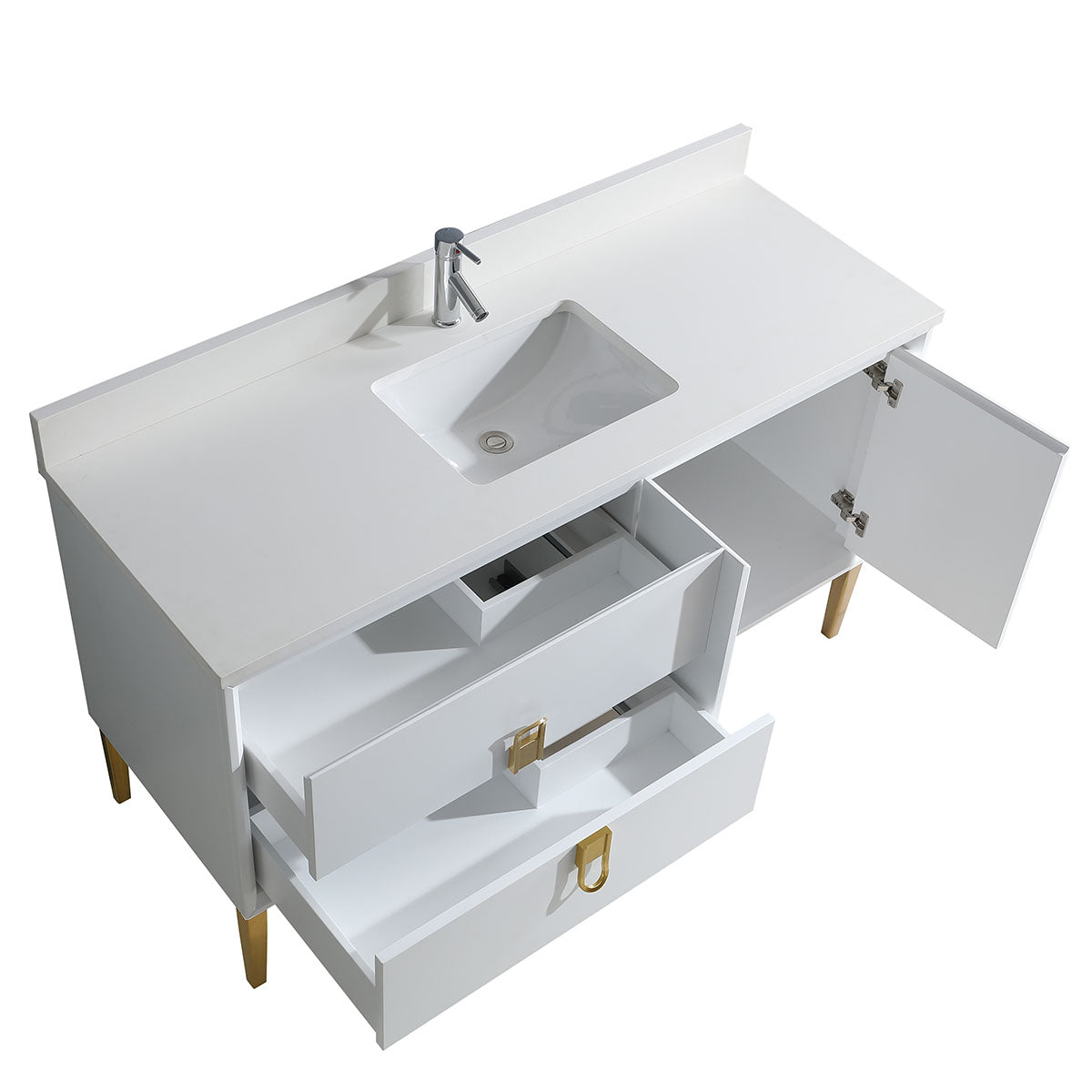 48" Craftsmanship Limited Edition Vanity & Quartz Countertop Combo   (Matte White) EN8296-48WH bathroom vanities - Shop at Home Craft Studio - 2