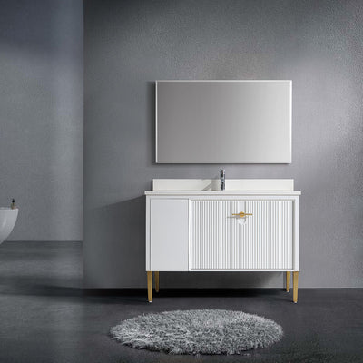 48" Craftsmanship Limited Edition Vanity & Quartz Countertop Combo  (Matte White)   SKU:EN8339-48WH bathroom vanities - Shop at Home Craft Studio - 1