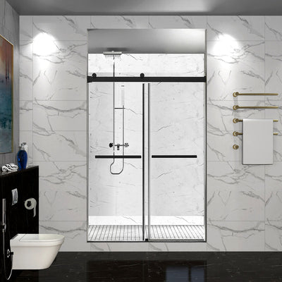 48" DQZ Nicholas Series Frameless Bypass Shower Door with Klearteck Treatment  (3/8" Thickness) (Matte Black) shower door - Shop at Home Craft Studio - 1