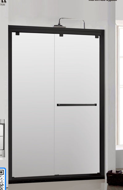48" Frosted ASD Series Bypass Standing Shower Door (5/16" Thickness) (Matte Black) Low Ceiling Privacy shower door - Shop at Home Craft Studio - 1