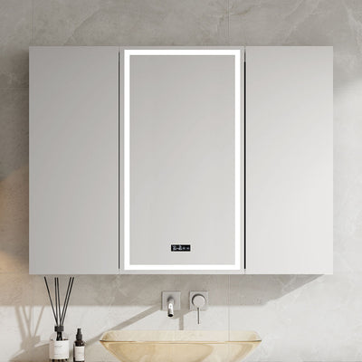 48" LED Model 3 Medicine Cabinets (Surface Mount/Recessed) Tempered Mirror 5X Stronger, Temperature Clock mirror - Shop at Home Craft Studio - 1