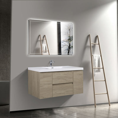 48" V9005 Angela Wall Hung Vanity & Acrylic Basin (E.Oak)  - Shop at Home Craft Studio - 2