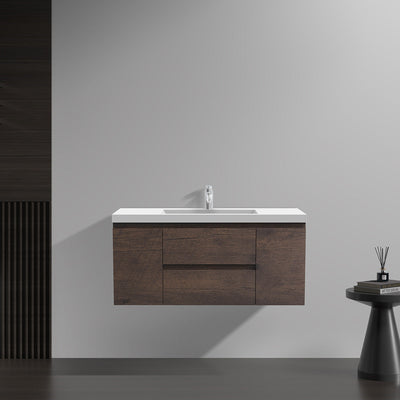48" V9005 Angela Wall Hung Vanity & Acrylic Basin (Rose Wood）  - Shop at Home Craft Studio - 1