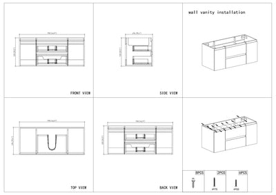 48" V9005 Angela Wall Hung Vanity & Acrylic Basin (Rose Wood）  - Shop at Home Craft Studio - 3