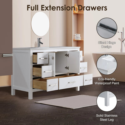 48" V9008 Vanity & Quartz Countertop Combo (Matte White)  - Shop at Home Craft Studio - 2