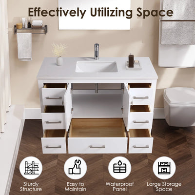 48" V9008 Vanity & Quartz Countertop Combo (Matte White)  - Shop at Home Craft Studio - 10