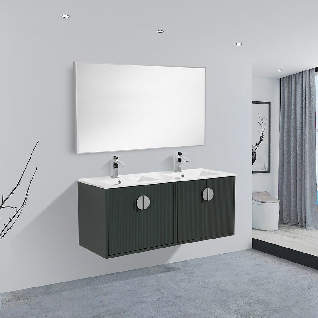 48" V9015 Series Wall Hung Vanity & Ceramic Sink (Ash Green)  - Shop at Home Craft Studio - 1