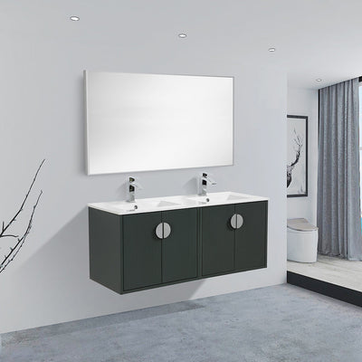 48" V9015 Series Wall Hung Vanity & Ceramic Sink (Ash Green)  - Shop at Home Craft Studio - 1