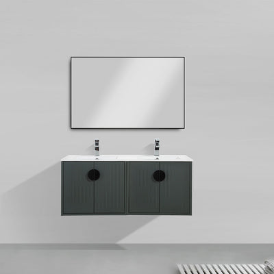 48" V9015 Series Wall Hung Vanity & Ceramic Sink (Ash Green)  - Shop at Home Craft Studio - 2