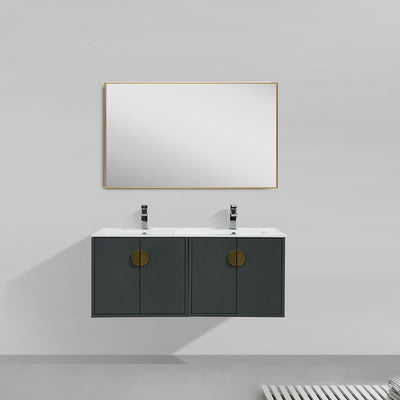 48" V9015 Series Wall Hung Vanity & Ceramic Sink (Ash Green)  - Shop at Home Craft Studio - 3