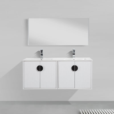 48" V9015 Series Wall Hung Vanity & Ceramic Sink (Glossy White)  - Shop at Home Craft Studio - 2
