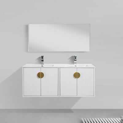 48" V9015 Series Wall Hung Vanity & Ceramic Sink (Glossy White)  - Shop at Home Craft Studio - 3