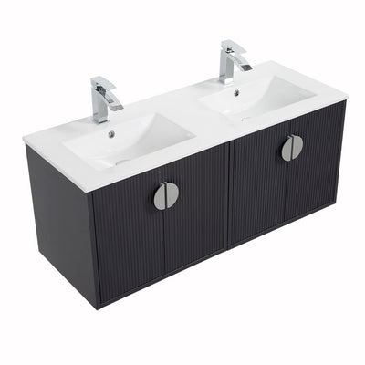 48" V9015 Series Wall Hung Vanity & Ceramic Sink (Granny Grey)  - Shop at Home Craft Studio - 4