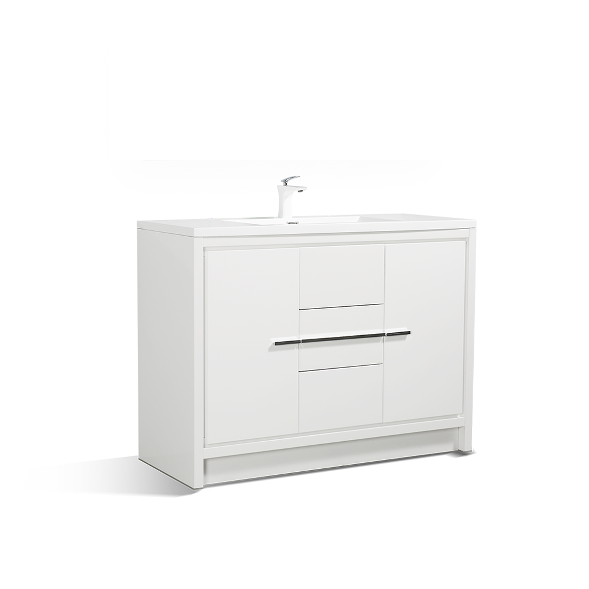 48" V9019 Allier Series Standing Vanity & Acrylic Basin Sink (Glossy White）  - Shop at Home Craft Studio - 2