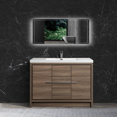 48" V9019 Allier Series Standing Vanity & Acrylic Basin  Sink (Maple Grey）  - Shop at Home Craft Studio - 1
