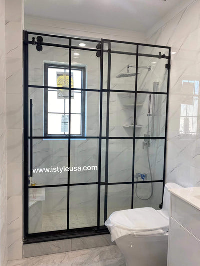 48" last one BH Series Jetglaze Frameless Single Sliding Shower Door with Klearteck Treatment (3/8" Thickness) (Matte Black) BH Series shower door - Shop at Home Craft Studio - 3