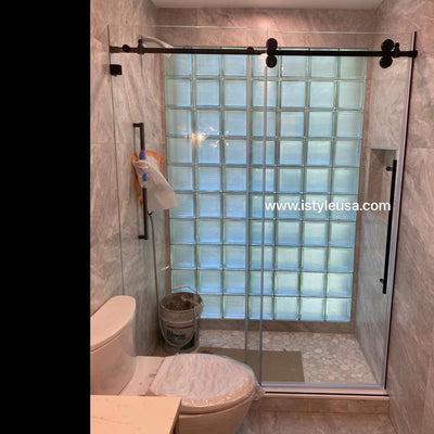 48"w x 72"h BH Series Frameless Single Sliding Shower Door (Matte Black) shower door - Shop at Home Craft Studio - 4
