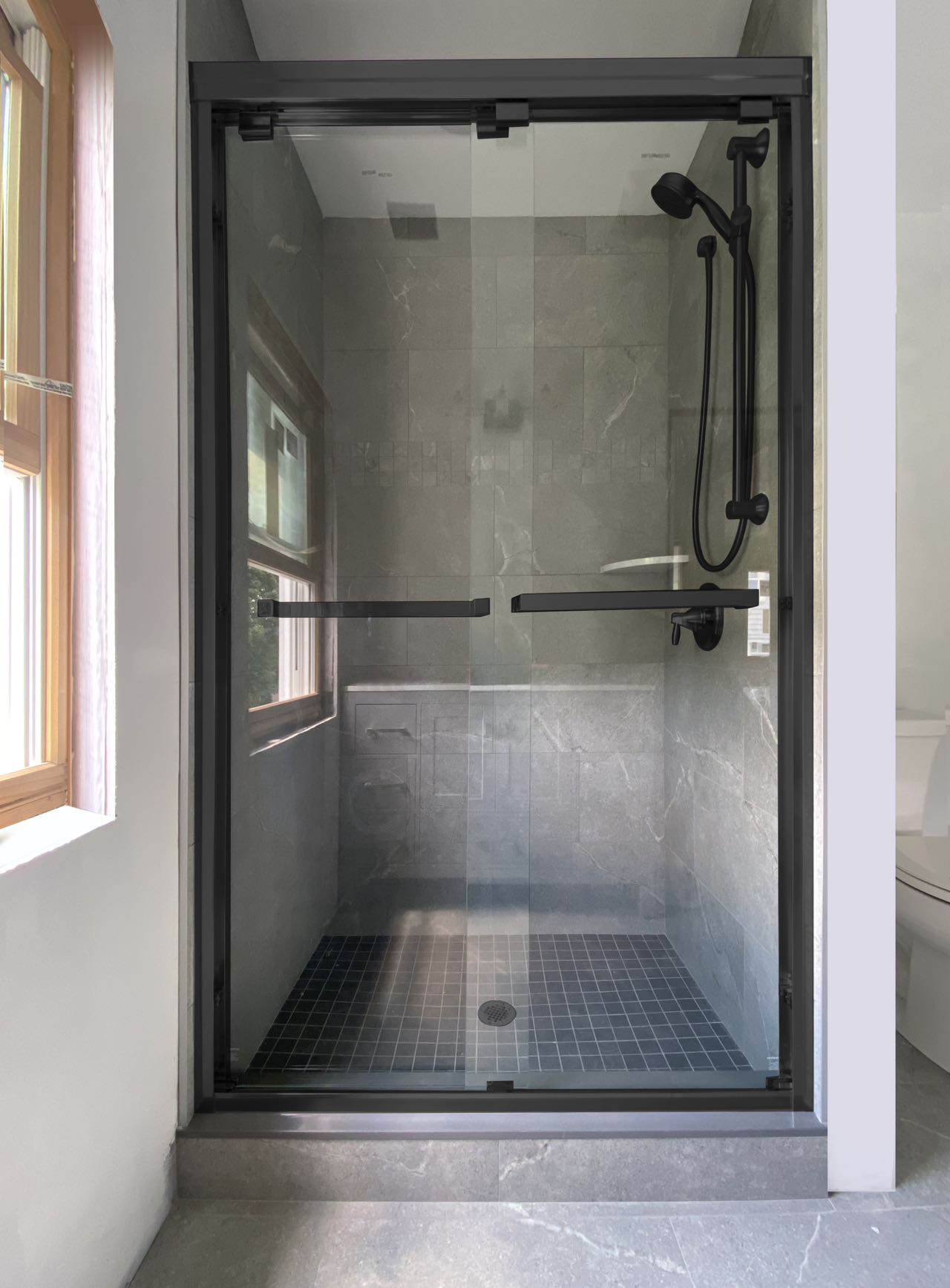 48" x72"ASD Series Bypass Shower Door with Klearteck Treatment (5/16" Thickness) Low Ceiling 72" (Matte Black) shower door - Shop at Home Craft Studio - 1