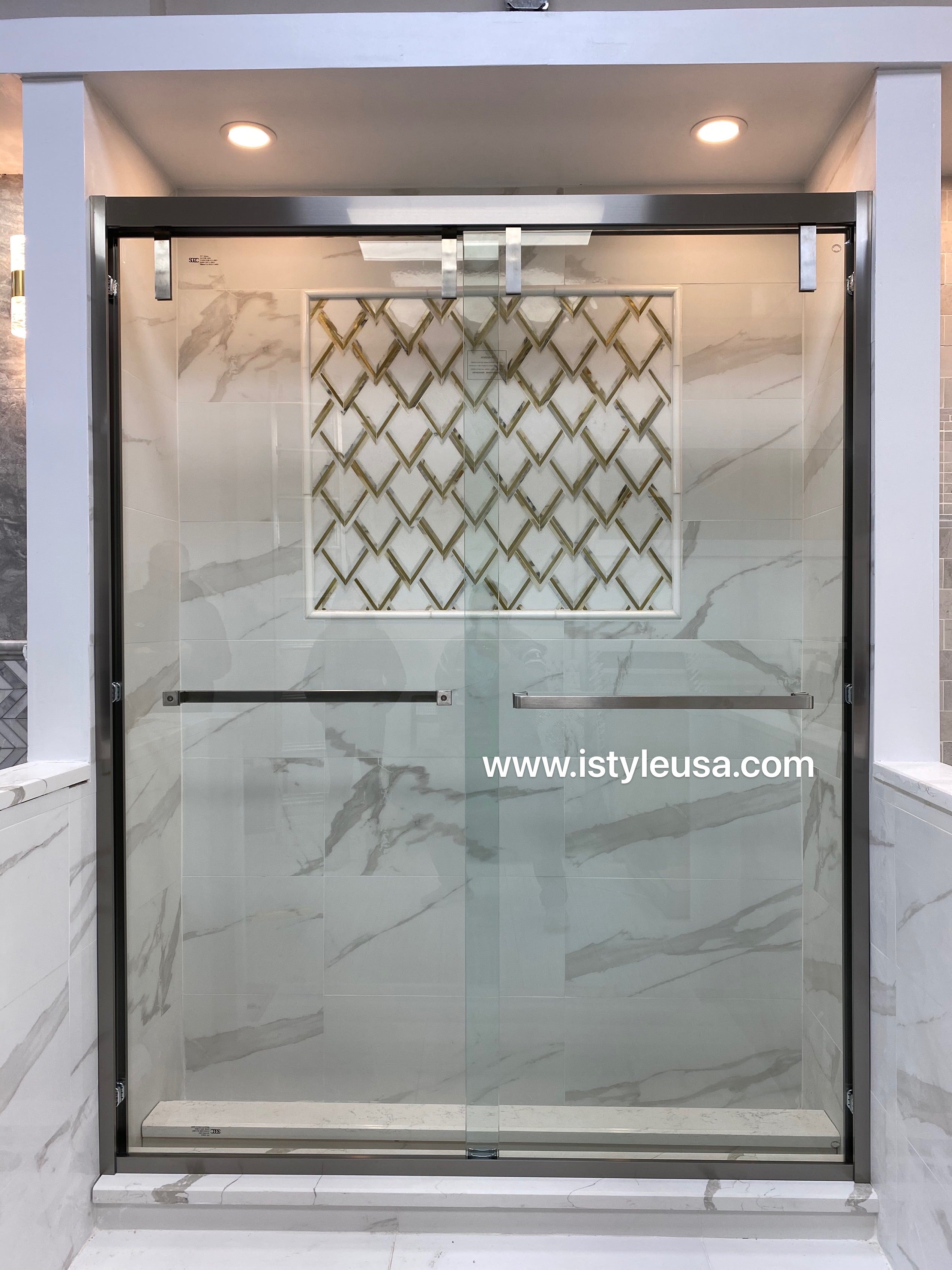 54" AC23 series Bypass Shower Door with Klearteck Treatment (3/8" Thickness) (Brushed Nickel) shower door - Shop at Home Craft Studio - 2
