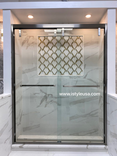 54" AC23 series Bypass Shower Door with Klearteck Treatment (3/8" Thickness) (Brushed Nickel) shower door - Shop at Home Craft Studio - 2