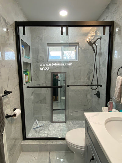 54" AC23 series Bypass Shower Door with Klearteck Treatment (3/8" Thickness) (Matte Black) shower door - Shop at Home Craft Studio - 2