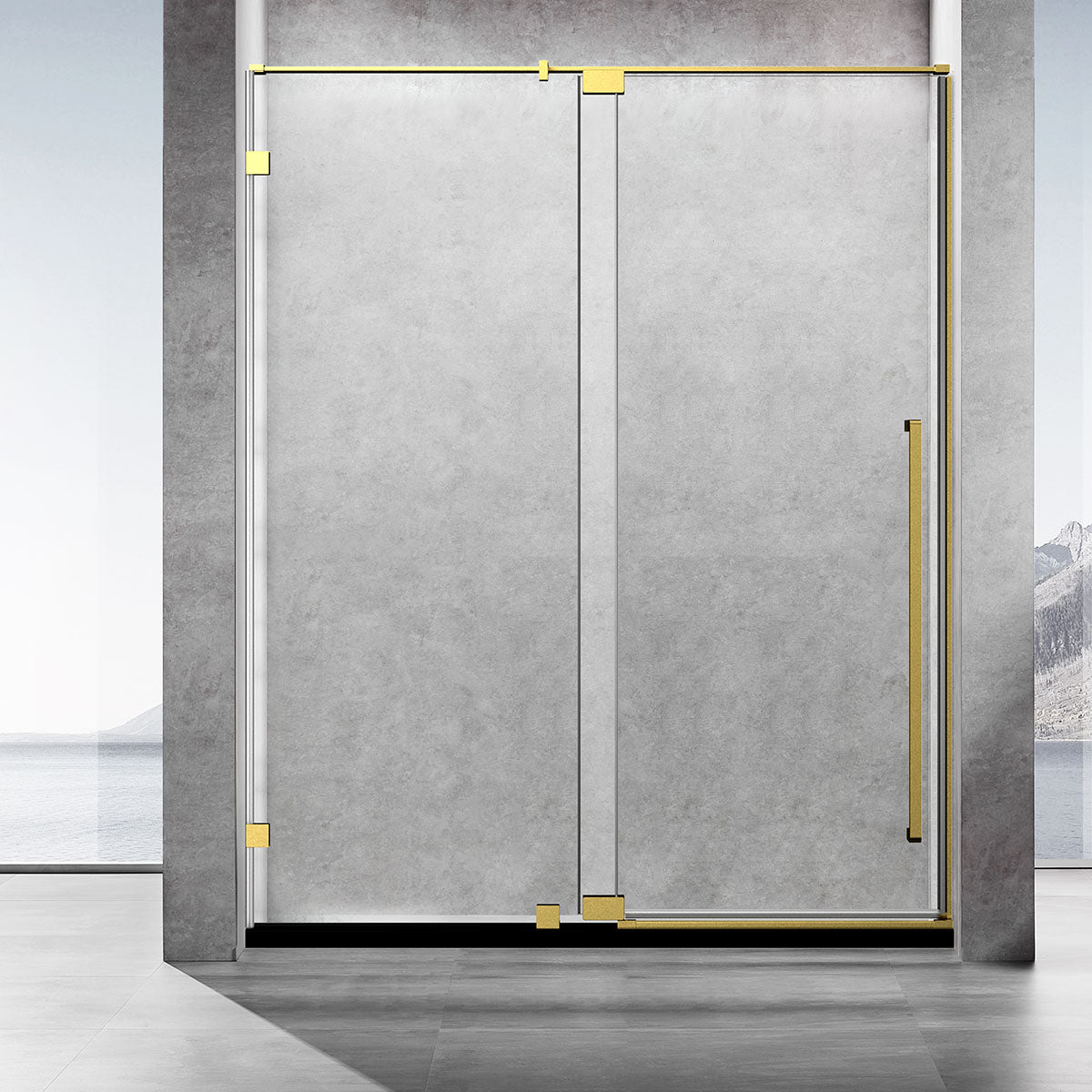 54" AH01 Series Frameless Swing Shower Door with Klearteck Treatment (Fixed 3/8" & Swing 5/16" Thickness)(Brushed Gold)  - Shop at Home Craft Studio - 3