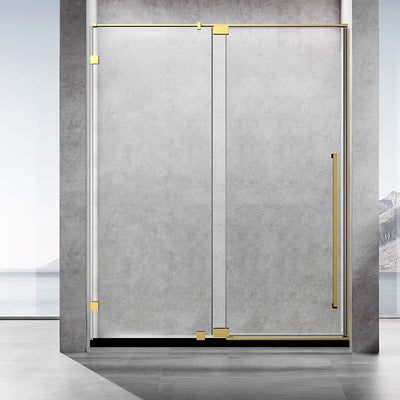 54" AH01 Series Frameless Swing Shower Door with Klearteck Treatment (Fixed 3/8" & Swing 5/16" Thickness)(Brushed Gold)  - Shop at Home Craft Studio - 3