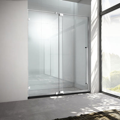 54" AH01 Series Frameless Swing Shower Door with Klearteck Treatment (Fixed 3/8" & Swing 5/16" Thickness)(Chrome) shower door - Shop at Home Craft Studio - 3