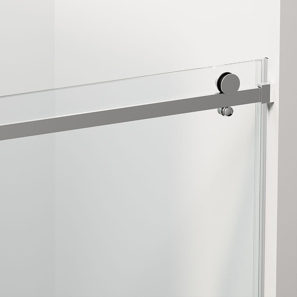 54" Amber Series Frameless Sliding Shower Door with Klearteck Treatment (3/8" Fixed + 5/16" Sliding ) (Brushed Nickel) shower door - Shop at Home Craft Studio - 3