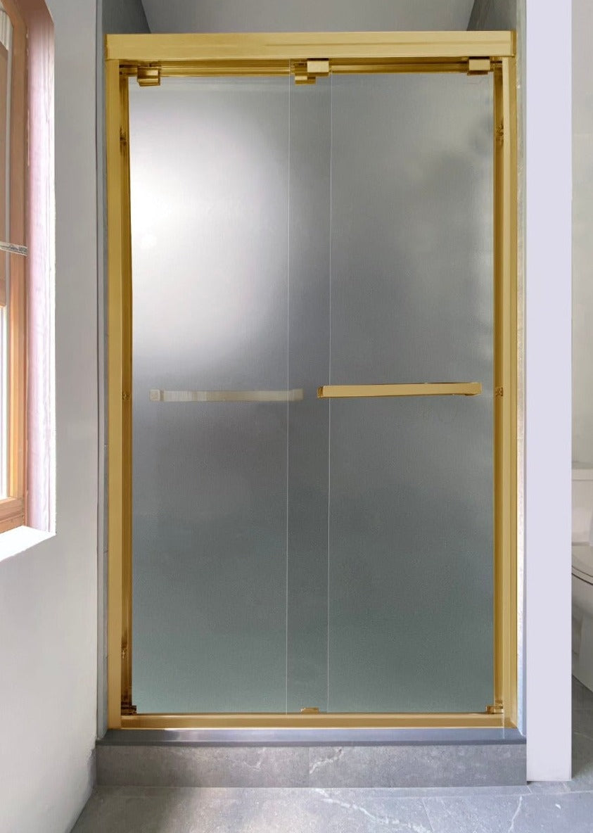 54" Frosted ASD Series Bypass Shower Door (5/16" Thickness) (Brushed Gold) Privacy shower door - Shop at Home Craft Studio - 1